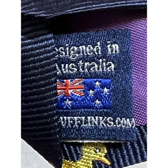 Aus‎ Cufflinks Australia Hand Stitched Navy Blue w Yellow Ducks Mens Neck Tie - Picture 3 of 8